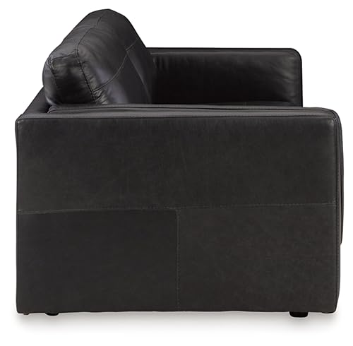 Signature Design by Ashley Amiata Modern Leather Match Sofa with Non-skid Legs, Black