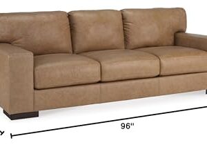 Signature Design by Ashley Lombardia Contemporary Leather Match Sofa, Light Brown