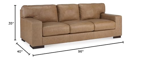 Signature Design by Ashley Lombardia Contemporary Leather Match Sofa, Light Brown