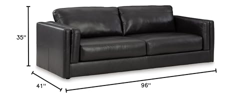 Signature Design by Ashley Amiata Modern Leather Match Sofa with Non-skid Legs, Black