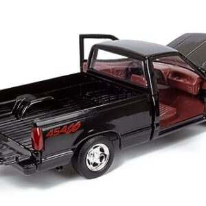 All Star Toys 1992 Chevy 454SS Pickup Truck 1/24 Scale Diecast Model Car Black with Red Interior Motormax 73203 Exclusive Edition