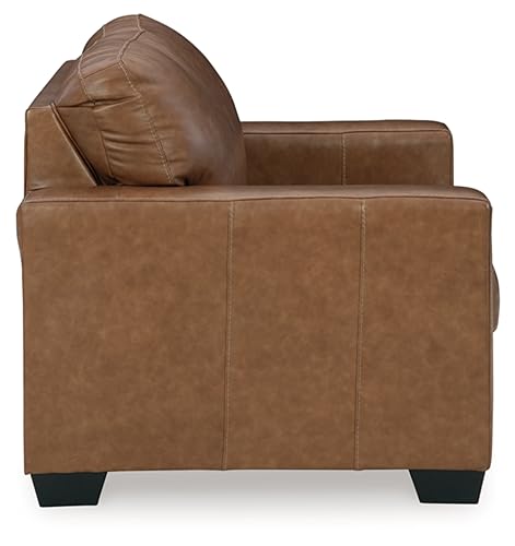 Signature Design by Ashley Bolsena Contemporary Leather Match Loveseat, Dark Brown