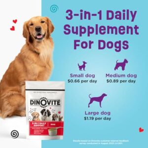 Dinovite Probiotic Supplement for Dogs - Omega 3 for Dogs - Hot Spot Relief - Skin & Coat Supplement for Dogs - 30 Day Supply (30 Day Supply, Small Dogs (1-18 lbs))