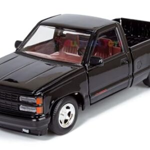 All Star Toys 1992 Chevy 454SS Pickup Truck 1/24 Scale Diecast Model Car Black with Red Interior Motormax 73203 Exclusive Edition