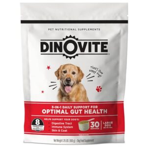 dinovite probiotic supplement for dogs - omega 3 for dogs - hot spot relief - skin & coat supplement for dogs - 30 day supply (30 day supply, large dogs (45+ lbs))