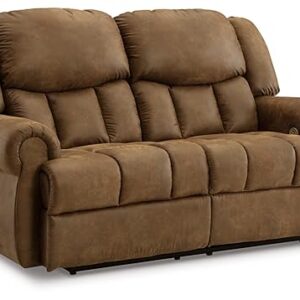 Signature Design by Ashley Boothbay Classic Faux Leather Power Power Reclining Loveseat with USB Ports, Dark Brown