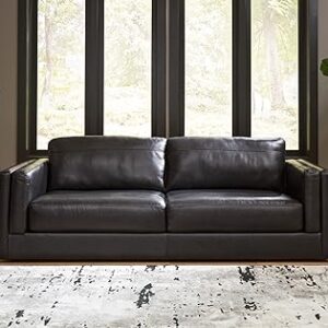 Signature Design by Ashley Amiata Modern Leather Match Sofa with Non-skid Legs, Black