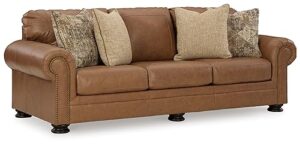 signature design by ashley carianna classic leather match sofa with nailhead trim, dark brown