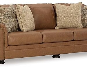 Signature Design by Ashley Carianna Classic Leather Match Sofa with Nailhead Trim, Dark Brown