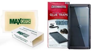 catchmaster mouse & pest glue board bundle, 72 glue boards & 6 pack large glue traps, rat & mouse traps indoor for home, pre-scented pest control