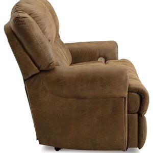 Signature Design by Ashley Boothbay Classic Faux Leather Power Power Reclining Loveseat with USB Ports, Dark Brown