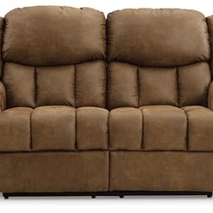 Signature Design by Ashley Boothbay Classic Faux Leather Power Power Reclining Loveseat with USB Ports, Dark Brown