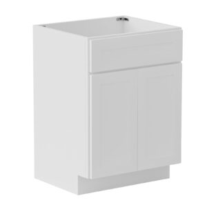 KitchenMan Bathroom Vanity Without Sink and Top 24 Inch Unassembled Bathroom Sink Cabinet not Include Handles, Double Door Bathroom Vanities for Bedroom, Living Room, Kitchen, White