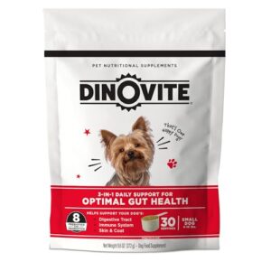 dinovite probiotic supplement for dogs - omega 3 for dogs - hot spot relief - skin & coat supplement for dogs - 30 day supply (30 day supply, small dogs (1-18 lbs))