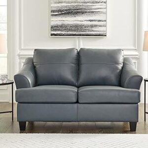 Signature Design by Ashley Genoa Contemporary Leather Match Loveseat, Blue