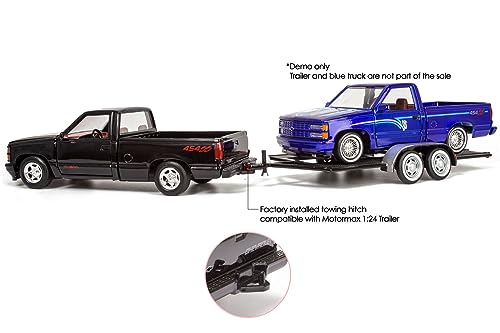 All Star Toys 1992 Chevy 454SS Pickup Truck 1/24 Scale Diecast Model Car Black with Red Interior Motormax 73203 Exclusive Edition