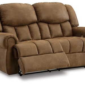 Signature Design by Ashley Boothbay Classic Faux Leather Power Power Reclining Loveseat with USB Ports, Dark Brown