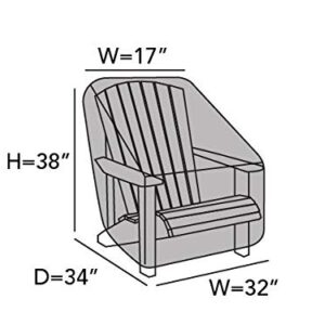 Covermates Outdoor Rounded Back Adirondack Chair Cover - Water Resistant Polyester, Drawcord Hem, Mesh Vents, Seating and Chair Covers, 32W x 34D x 38H, Khaki