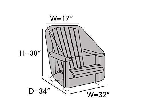 Covermates Outdoor Rounded Back Adirondack Chair Cover - Water Resistant Polyester, Drawcord Hem, Mesh Vents, Seating and Chair Covers, 32W x 34D x 38H, Khaki