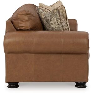 Signature Design by Ashley Carianna Classic Leather Match Sofa with Nailhead Trim, Dark Brown