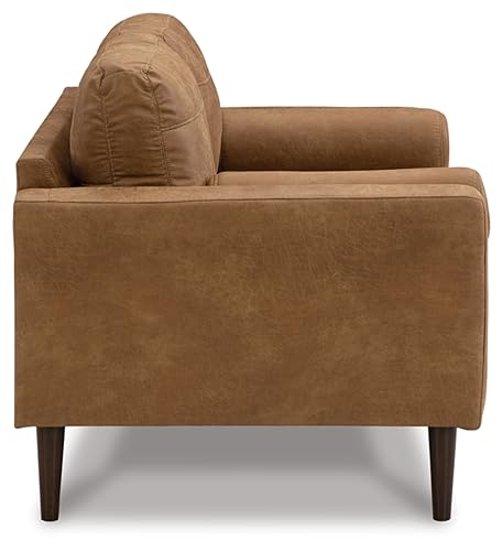 Signature Design by Ashley Telora Modern Faux Leather Loveseat with 2 Bolster Pillows, Dark Brown