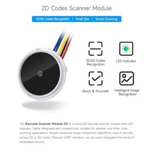 Waveshare Round 2D Codes Scanner Module, Barcode/QR Code Reader, with LED Indicator, Small Size, Easy to Integrate