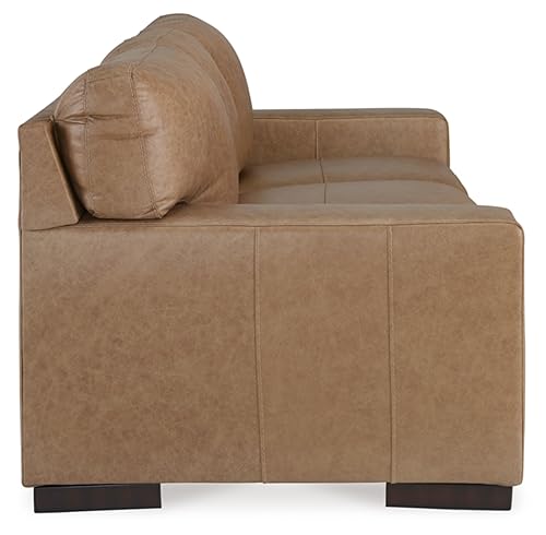 Signature Design by Ashley Lombardia Contemporary Leather Match Sofa, Light Brown