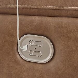 Signature Design by Ashley Trasimeno Contemporary Leather Match 2 Seat Power Reclining Sofa with Adjustable Headrest and USB Ports, Dark Brown