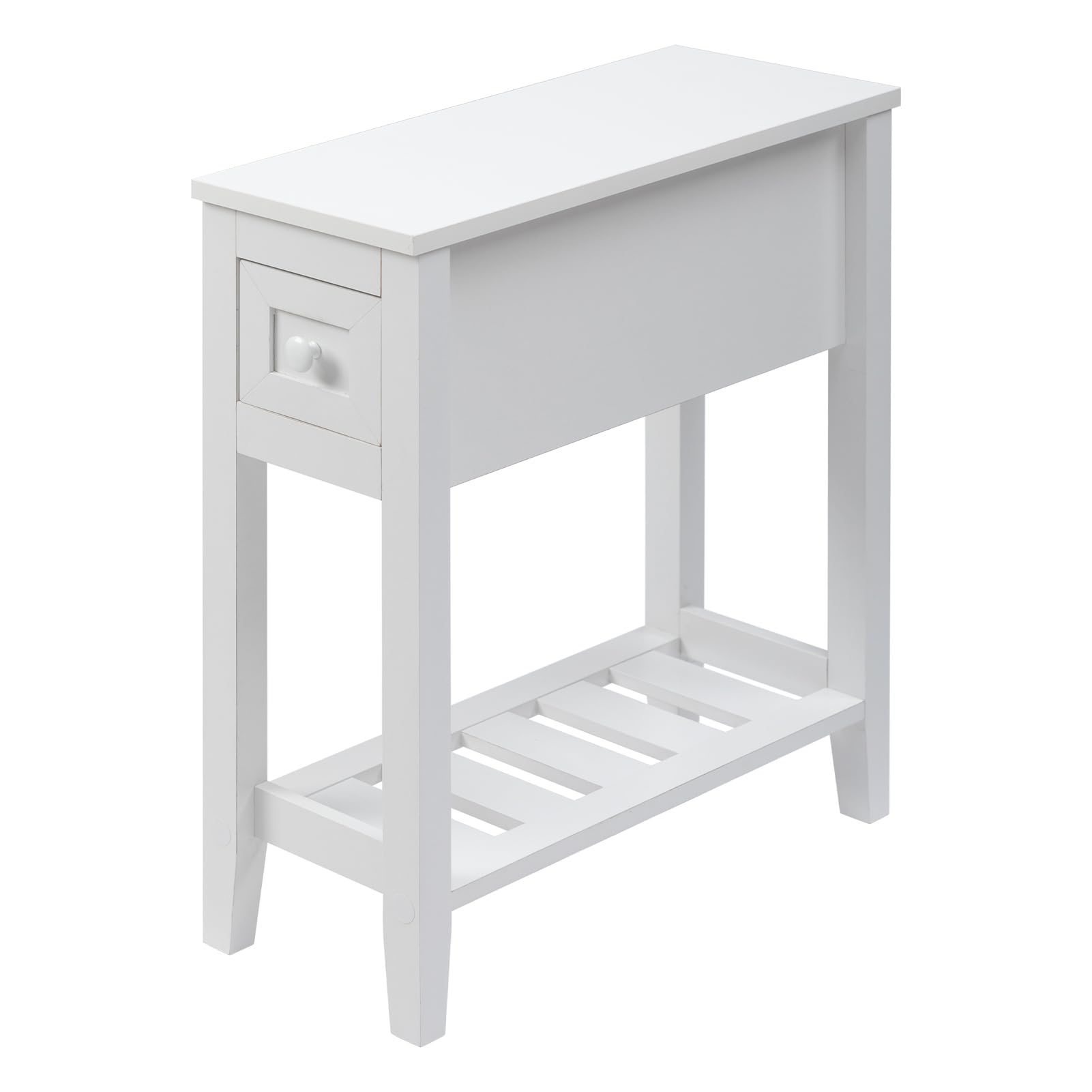 LUSUOWLZ Narrow Side Table for Small Spaces, White, Set of 1, 24" L x 8.5" W x 24" H