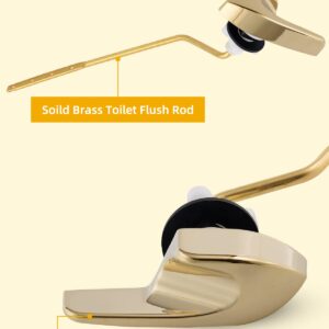 iFealClear Polished Gold Universal Toilet Tank Flush Lever Handle, Brass Side/Angle Mount Toilet Handle Compatible with Kohler K-GP30324-CP, Stainless Steel Flapper Chain