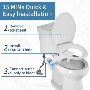 Tanguo Bidet Attachment for Toilet, Adjustable Pressure Control &Self-Cleaning Dual Nozzle (Feminine/Bidet Wash) Toilet Bidet, Cold Water Sprayer Bidets for Existing Toilets