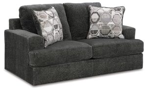 signature design by ashley karinne casual loveseat with non-skid legs, gray