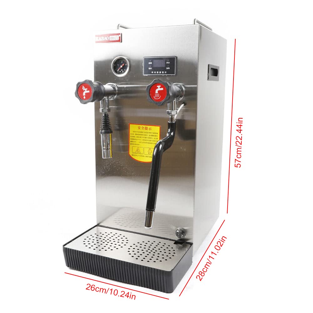 Commercial Milk Frother 8L Multi-Purpose Milk Frother Full-Automatic Steam Boiling Water Frothing Machine Electric Milk Foam Maker LED Display for Espresso Coffee Tea Coffee Shop Dessert Shop