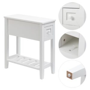 LUSUOWLZ Narrow Side Table for Small Spaces, White, Set of 1, 24" L x 8.5" W x 24" H