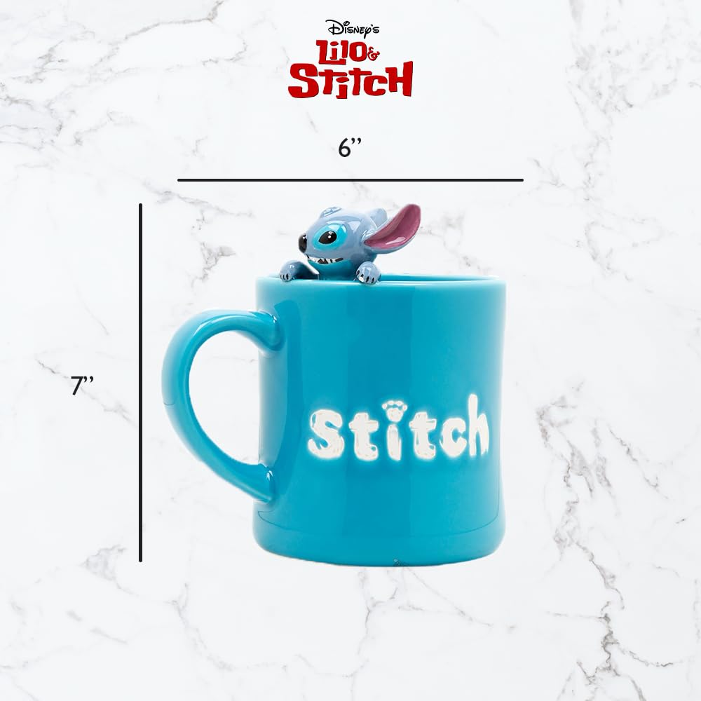 Disney Lilo and Stitch Figural Character Mug Kitchen Accessories | Cute Ceramic Housewarming Gifts For Men And Women And Kids | Official Licensee | 1 Set