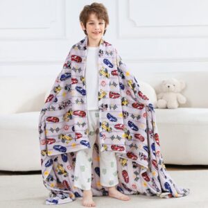 Viviland Kids Throw Blanket, Car Print Blankets for Boys, Warm Lightweight Plush Throw Blanket Car Fleece Throw Blanket for Sofa Chair Couch Bed, for Kids, 50" x 60"