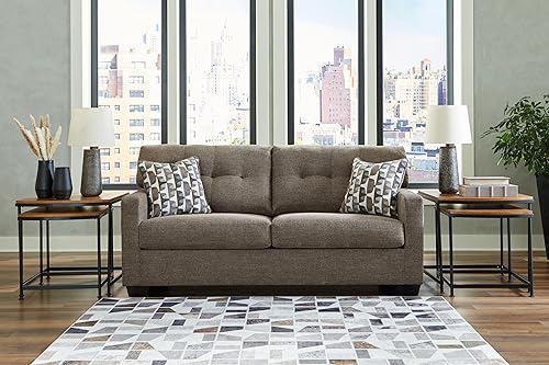 Signature Design by Ashley Mahoney Contemporary Tufted Sofa, Dark Brown