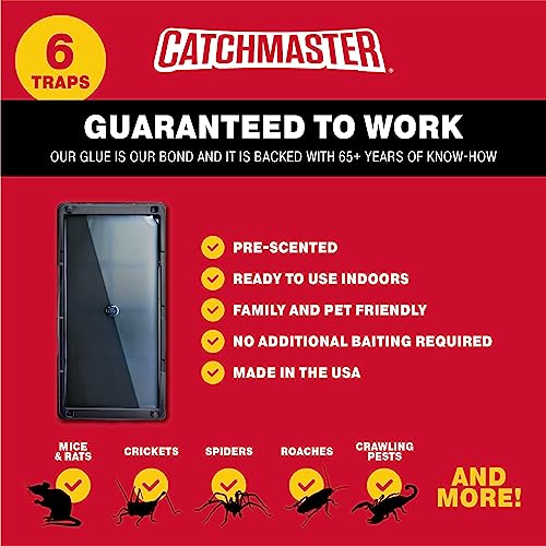 Catchmaster Mouse & Pest Glue Board Bundle, 72 Glue Boards & 6 Pack Large Glue Traps, Rat & Mouse Traps Indoor for Home, Pre-Scented Pest Control