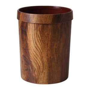 holibanna bamboo wooden wastebasket trash can rubbish bin vintage retro simulation wood plastic garbage bin container farmhouse style trash can for home office