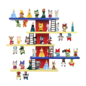 taladad for tonie shelf,tonies storage for creative tonies magnetic wall shelf for tonie figures,12-35 characters,wooden hanging shelf for kids (colorful)