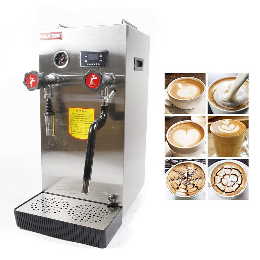 Commercial Milk Frother 8L Multi-Purpose Milk Frother Full-Automatic Steam Boiling Water Frothing Machine Electric Milk Foam Maker LED Display for Espresso Coffee Tea Coffee Shop Dessert Shop