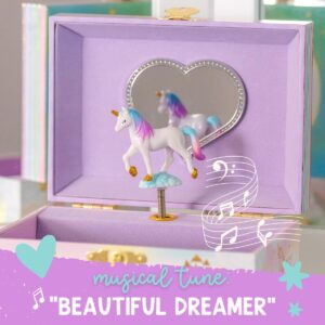 Giggle & Honey Musical Unicorn Jewelry Box for Girls - Kids Jewelry Box with Spinning Unicorn, Unicorn Gifts for Girls, Unicorn Toys - 6 x 4.7 x 3.5 in