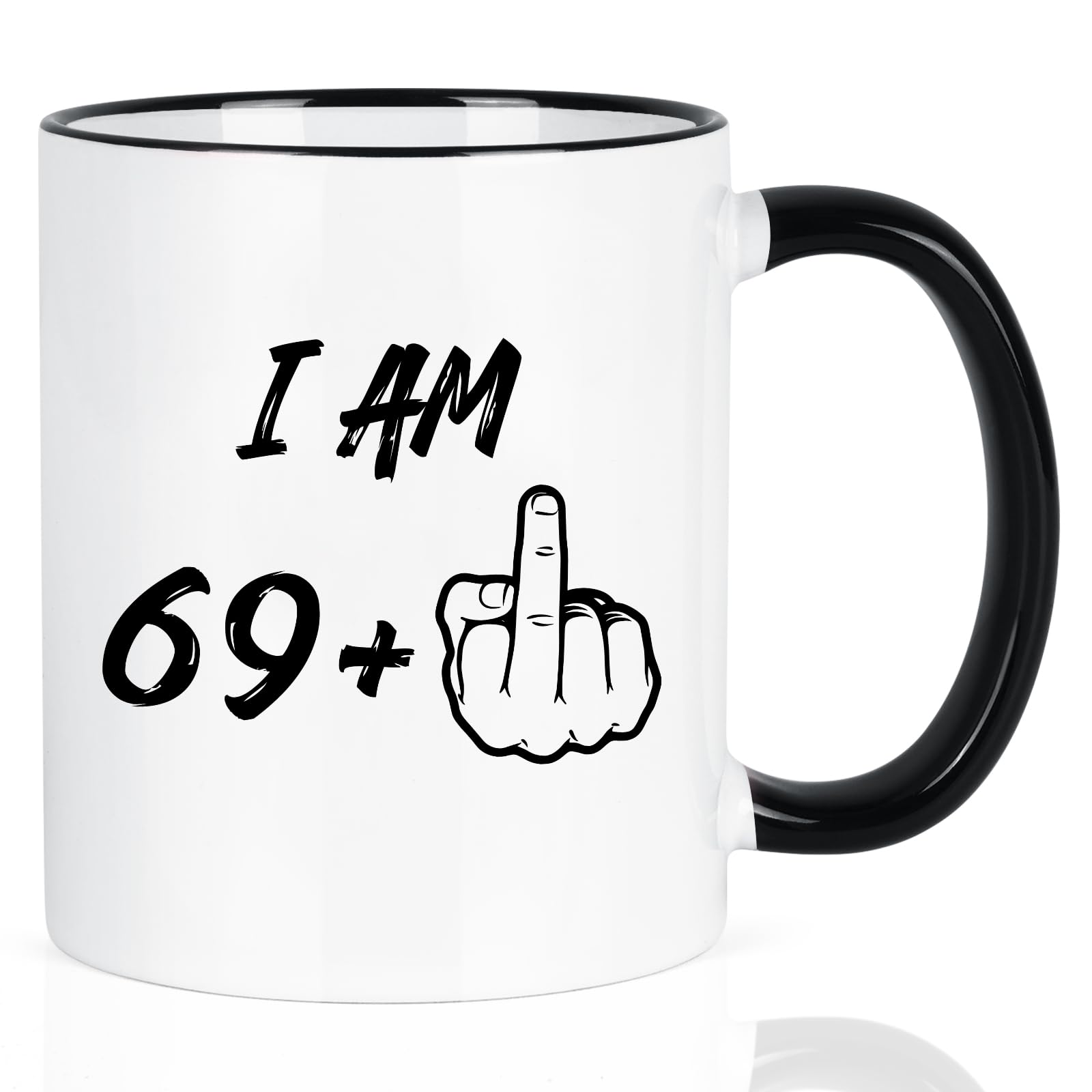 YHRJWN 70th Birthday Gifts for Women Men, I Am 69 Plus Middle Finger Coffee Mug, 70th Birthday Gifts Ideas for Friends, Grandma, Grandpa, Best 70 Year Old Gifts for Her Him, Novelty Cup, 11 Oz