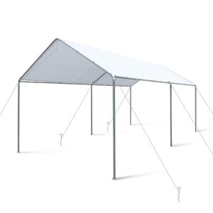 idealhouse carports, 10x20 ft outdoor heavy duty car canopy metal garage boat shelter party tent, white