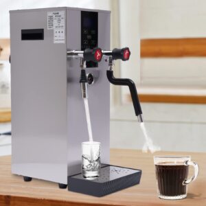 Commercial Milk Frother, 12L Stainless Steel Steam Milk Frothing Machine, Electric Milk Foam Maker Automatic Bubble Water Boiling Machine for Espresso Coffee Tea Coffee Shop Dessert Shop Hotel