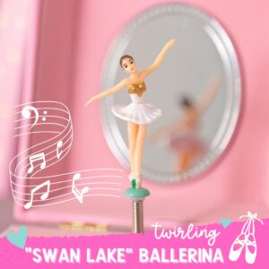 Musical Ballerina Jewelry Box for Girls - Kids Music Box with Spinning Ballerina, Ballet Birthday Gifts for Little Girls, Jewelry Boxes, 6.8 x 5.3 x 6 in - Ages 3-10, Pink