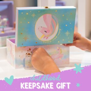 Giggle & Honey Musical Unicorn Jewelry Box for Girls - Kids Jewelry Box with Spinning Unicorn, Unicorn Gifts for Girls, Unicorn Toys - 6 x 4.7 x 3.5 in