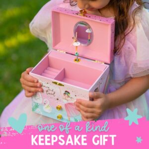 Musical Ballerina Jewelry Box for Girls - Kids Music Box with Spinning Ballerina, Ballet Birthday Gifts for Little Girls, Jewelry Boxes, 6.8 x 5.3 x 6 in - Ages 3-10, Pink