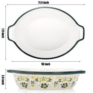 Peohud 3 Pack Ceramic Baking Dishes, 50 Oz Large Casserole Dish for Oven, Oval Au Gratin Pans, Porcelain Bakeware Set Lasagna Pans for Cooking, Cake Dinner, Kitchen, 10 x 7.9 x 2.6 Inches