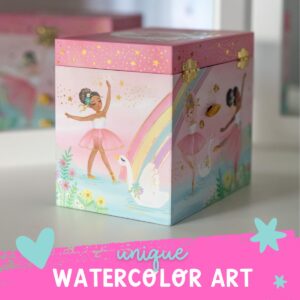 Musical Ballerina Jewelry Box for Girls - Kids Music Box with Spinning Ballerina, Ballet Birthday Gifts for Little Girls, Jewelry Boxes, 6.8 x 5.3 x 6 in - Ages 3-10, Pink